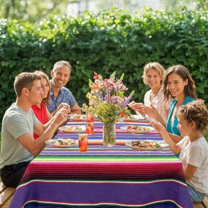 OurWarm 59 x 84 Inch Square Mexican Tablecloth Serape Blanket, Topic Purple - color: Purple
