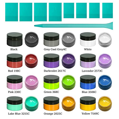 12-Color Chalk Paste with 9 Squeegees for Stencil Painting, Mesh Transfer - color: 12 colors Jars Chalk Paste
