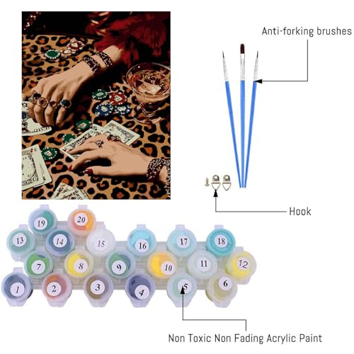 Paint by Numbers Kit for Adults,Leopard Disco Paint by Number 16x20 In | Paint by Number for Beginner,Adult Paint by Number,HD Color Canvas,DIY Tool Kits,Stress Relief Craft,Great Gift,Without Frame - color: MT6218