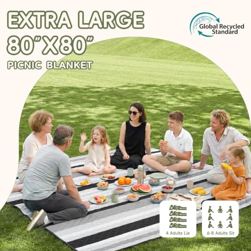 Genovega Waterproof Beach Blanket Picnic Outdoor Mat Rug Parents Papa Stepdad Pappy Poppy Pawpaw Grandpa Who Want Nothing Everything Bride in Law Daughter Son Father Happy Birthday Ideal - color: Gery Black Stripe
