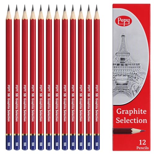 Pepy Graphite Professional Drawing Pencils - Set of 12 5B Pre-Sharpened Black Lead Pencils; Perfect for Drawing, Sketching and Shading, Graphic and Fine Art - style: Set of 12 - 5B