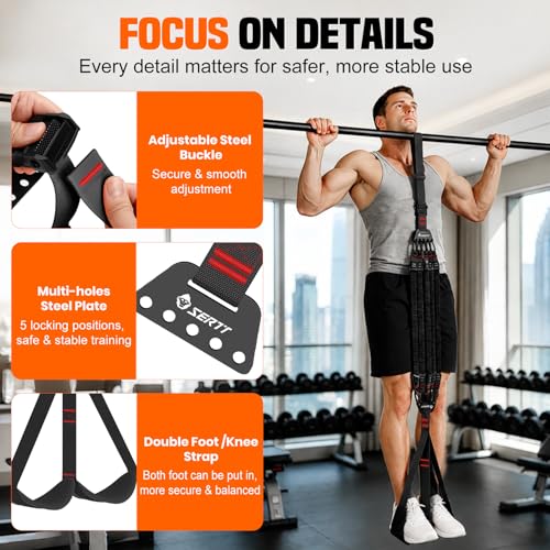 SERTT Adjustable Pull Up Assistance Band, Heavy Duty Assisted Pull Up Bands Support 375lbs, Upgrade Pull Up Bar Resistance Band for Assist Pullup Home Gym Strength Training - color: Black