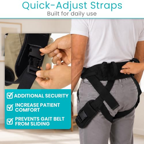 Vive Gait Belt with Leg Straps - Heavy Duty Transfer Belt with Quick - style: Heavy Duty Transfer Belt with Loops