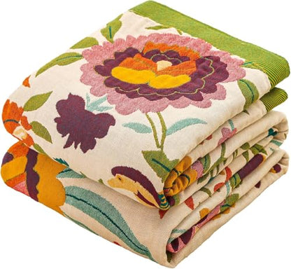 Flower and Bird Boho Throw Blanket for Bed Couch 50"×60" - color: Boho Flower-c, size: 50"x60"