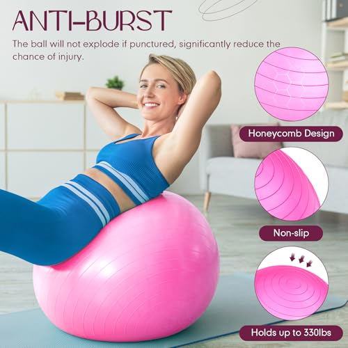 Leyndo 4 Pcs 26 Inch Yoga Exercise Ball Pilates - color: Vivid Color