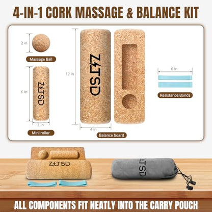 Foot & Ankle Strengthener Kit, 4-in-1 Cork Balance Board Set