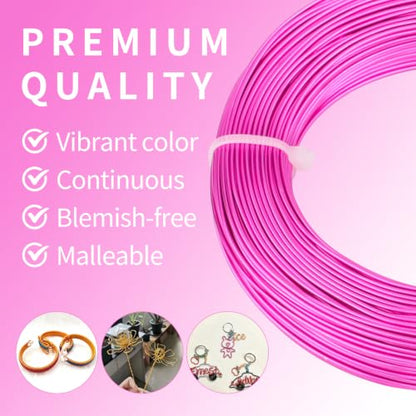 18 Gauge Aluminum Craft Wire, 164FT 1mm Bendable Metal Wire for Jewelry Making, Wreath Making, Beading(Hot Pink) - color: Hot Pink