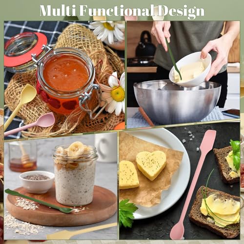 8 Pcs Mini Silicone Spatulas Double-headed Multifunctional Small Scrapers & Spoons for Kitchen, Cosmetics & Jars, Lotion, Narrow & Thin Bottles Reusable Stirrer for Baking, Cooking, Mixing