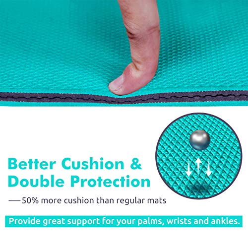 Ewedoos Eco Friendly Yoga Mat Thick TPE Yoga Mat Non Slip Yoga Mats Anti-tear Exercise Workout Mat for Women Men Kids Yoga, Pilates and Fitness - color: ACE TEAL