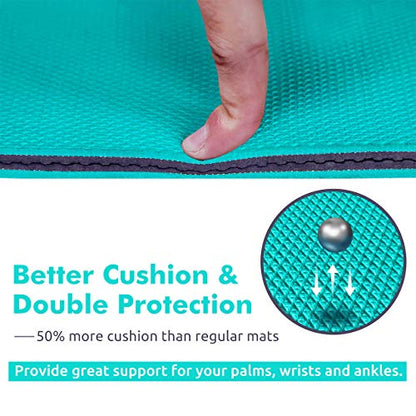Ewedoos Eco Friendly Yoga Mat Thick TPE Yoga Mat Non Slip Yoga Mats Anti-tear Exercise Workout Mat for Women Men Kids Yoga, Pilates and Fitness - color: ACE TEAL