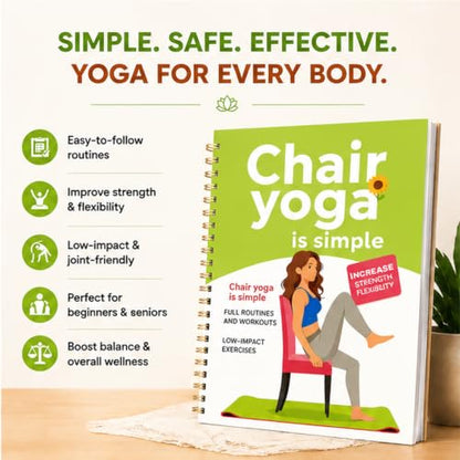 Chair Yoga for Seniors Over 60 Book, 30-Day Balance & Mobility Guide - color: Green