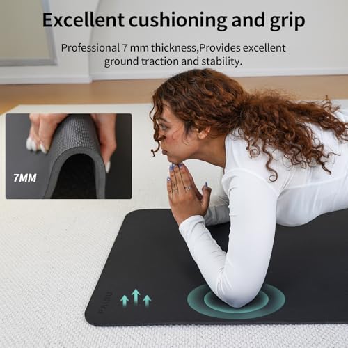 PAIDU Yoga Mat 8mm Super Thick TPE Fitness Mat | SGS Certified | Non-Slip, Odorless & Tear-Resistant | Unisex with Strap | for Yoga, Pilates, Meditation & Home Workouts (Black)
