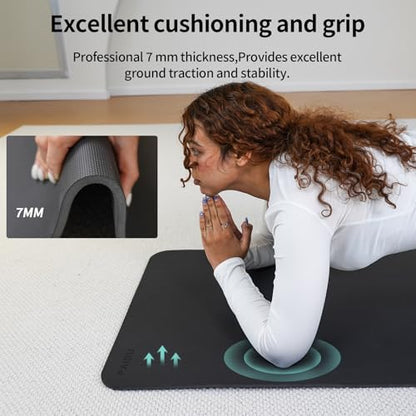 PAIDU Yoga Mat 8mm Super Thick TPE Fitness Mat | SGS Certified | Non-Slip, Odorless & Tear-Resistant | Unisex with Strap | for Yoga, Pilates, Meditation & Home Workouts (Black)