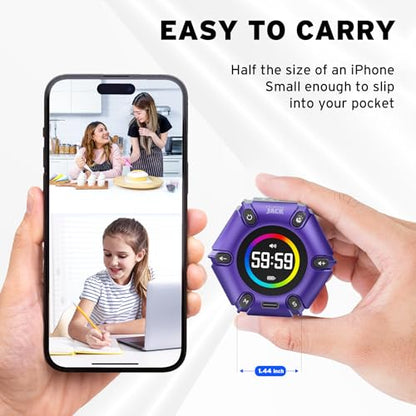 Flip Pomodoro Timer with 3/5/10/25/30/60min, Mute &Vibration &Sound Alarm - color: Purple