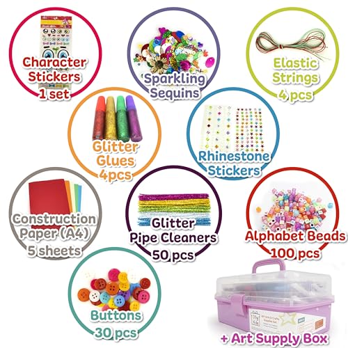 Olly Kids Art Kit, Arts & Crafts Supplies Set for Kids Ages 4-8 - color: Pink