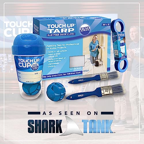 Touch Up Fabric Tarp Painters Drop Cloth for Painting, 10’ x 5’ | Heavy Duty, Lightweight, Reusable, Thick Coated Wall, Floor, Furniture Covering, As Seen On Shark Tank Products