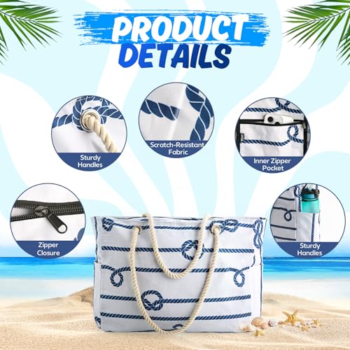 SRISE Large Beach Bag for Women & Men, Beach Bags Waterproof Sandproof, Travel Tote Bag, Swim Pool Bag for Family Outdoor - color: Knot