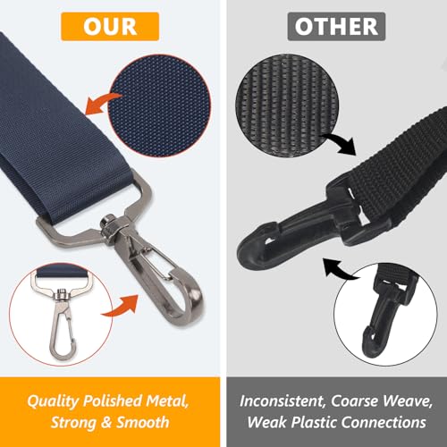 GNEGNI Replacement Shoulder Strap with Fixed Pad, Adjustable Heavy-Duty Crossbody Strap with 360° Metal Swivel Hooks for Laptop, Messenger, Duffel & Tool Bags (Dark Blue) - color: Dark Blue