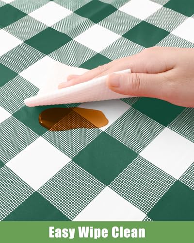 Smiry 8 Packs Gingham Disposable Table Cloth, 54 x 108 Inch Waterproof Plastic Tablecloth, Rectangle Hunter Green and White Checkered Table Covers for Picnic, Birthday, Party - color: Hunter Green and White, size: 54"x108" (Pack of 8)