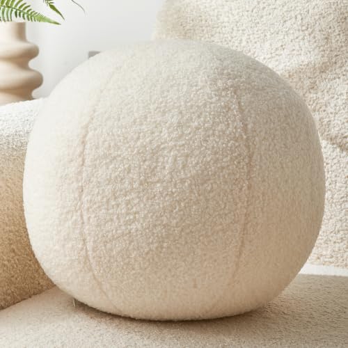 Ball Pillow,Cream White Round Throw Pillow 11.8 Inches - color: Cream White Ball