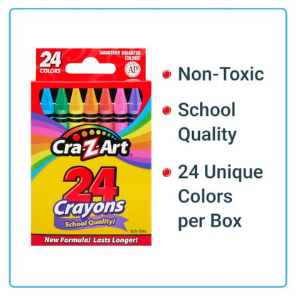 Cra-Z-Art Crayons, Bulk Pack, 24 Count, 6 Packs of Crayons, Bulk School Supplies for Classroom, Back to School Essentials - size: 24 Count (Pack of 6)