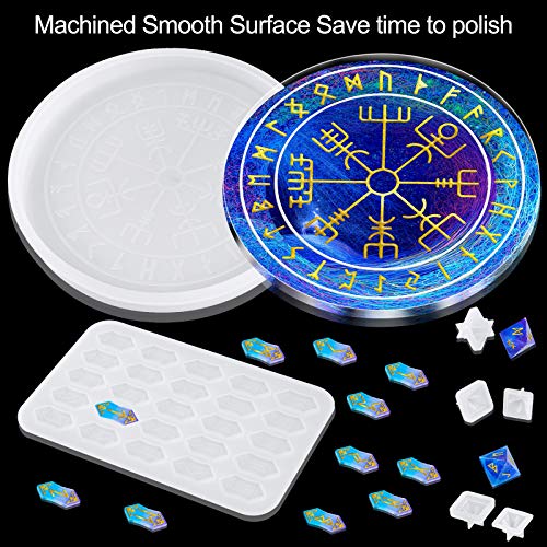 NiArt Rune Divination Resin Mold Kit - Dice, Cards, Compass for DIY Crafts | Premium Silicone Easy-Release Molds for Crafting Glossy Rune Jewelry and Decorations - style: Rune Divination - Sytle B