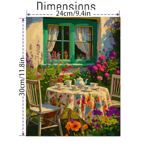 Canrichshop Paint by Numbers Kit for Adults-Garden Paint by Number,DIY Acrylic Oil Painting Beginners Unframed,Adult Paint by Number on Canvas for Decor 16x20inch