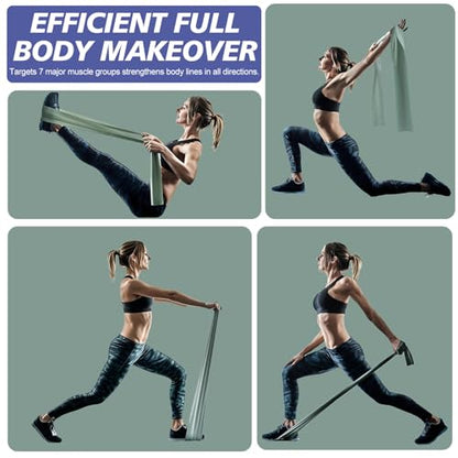 Workout Resistance Bands - Natural Latex Exercise Bands for Physical Therapy, Stretching, Yoga, Pilates, Strength Training & Home/Gym Fitness