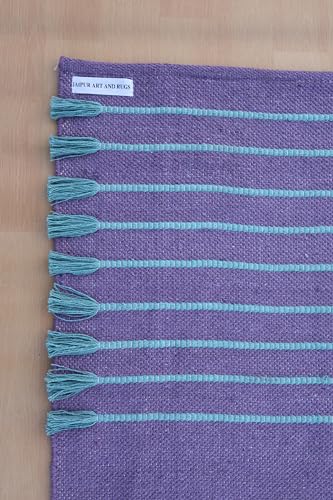 Jaipur art & Rugs Organic Cotton Yoga Mat - Eco-Friendly Hand-Woven Rug - Non Slip & Thick (24”x72”x5mm) for Everyday Fitness at Home - Comfortable Extra-Long - color: Grey Green
