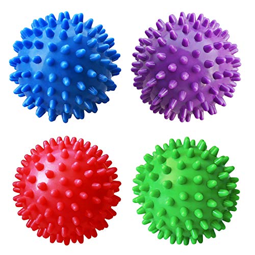 PGYUD Spiky Massage Balls 4 Pack, Trigger Point & Plantar Fasciitis Relief, Deep Tissue Roller for Feet, Back, and Muscles (Green, Pink, Purple, Blue) - color: （green， Pink， Purple，blue）-4 Pack