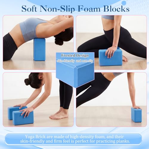 6-in-1 Yoga Balls and Yoga Block Set with Strap Foot Pump, Exercise Pregnancy Balls for Birthing, Pilates Kit Fitness Physical Therapy Home Gym Workout Equipment - color: Dark Blue