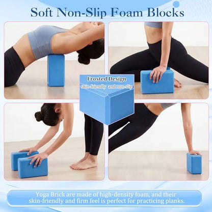 6-in-1 Yoga Balls and Yoga Block Set with Strap Foot Pump, Exercise Pregnancy Balls for Birthing, Pilates Kit Fitness Physical Therapy Home Gym Workout Equipment - color: Dark Blue