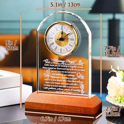 Ornalrist Wedding Gifts for Couples 2026 Crystal Clock Marriage Prayer Gift - color: Marriage Prayer