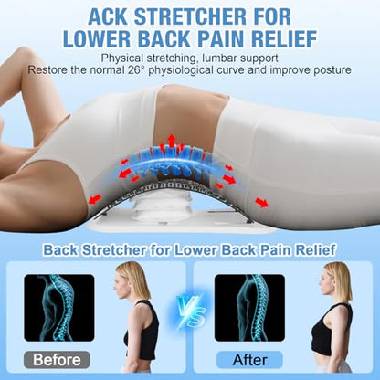 Back Stretcher, Pneumatic Inflatable Lumbar Support Board with Hand Pump & Release Valve, Stepless Height Adjustment, Decompression-Style Stretching, Cracking Device Alternative (Black) - color: Black