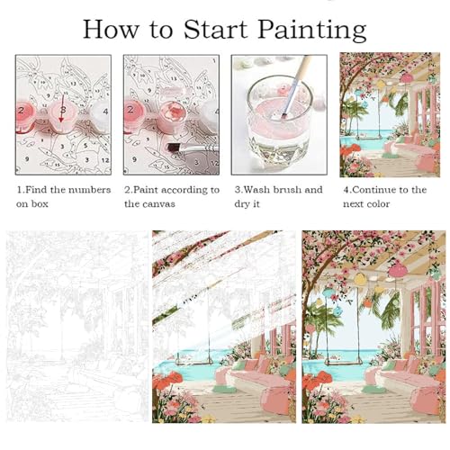 ZRIZQ Landscapes Paint by Numbers Kit for Adults Beginner,Scenery,16x20 | Full set with wooden brushes,rolled canvas,rich paints.Calming activity.Beginner friendly.Just open and paint. - color: 16"X20"Rolled Canvas(Frameless)-Landscape 9