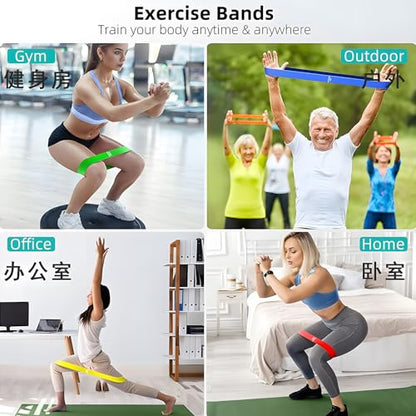 2 Pack 10lb & 15lb Resistance Bands for Legs and Butt, Fabric Exercise Loop Bands Yoga, Pilates, Rehab, Fitness and Home Workout, Strength Bands for Booty