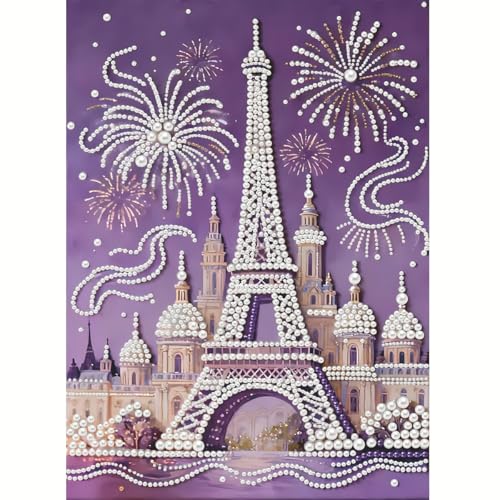 GEMFAMILY Diamond Art Painting Special Shaped Kits for Adults, Eiffel Tower Pearl Diamond Painting Kits for Adults Beginner,DIY 3D Pearl Diamond Dots Gem Art Craft for Home Decor 12 x 16 inch - color: HL108