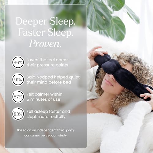 nodpod Patented Gentle Pressure Sleep Mask, Weighted Eye Mask | Patented Light Blocking Design for Sleeping, Travel & Relaxation, Bead Filled, Machine Washable, BPA-Free, Black Onyx - color: Black Onyx Cotton