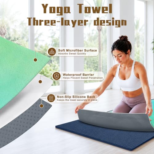 Yoga Mat Towel Non Slip Ultra-Absorbent Hot Yoga Towel, Super Stylish Printed Sweat Hot Yoga Towel, Ideal for Home, Workouts, Pilates, Yoga, 72 x 27in, Green & Yellow - color: Green & Yellow