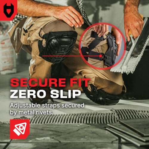 NoCry Professional Gel Knee Pads for Work with Soft Foam and Gel Cushion — Heavy Duty Cap, Reinforced Adjustable Straps, Military Grade Rivets and Built-in Hang Loops — Perfect for Construction - style: Original