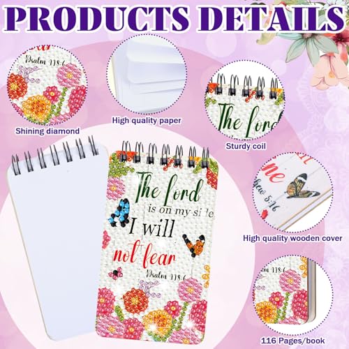 Fuyoooo 12 Pcs Bible Verse Diamond Art Notebook for Adult, 4.72 x 2.83 Inch | Bible Verse Diamond Art Kits, Christian DIY Cover Notebook Diamond Painting for Beginners, 5d Journal Notepad Accessories - style: Floral Bible