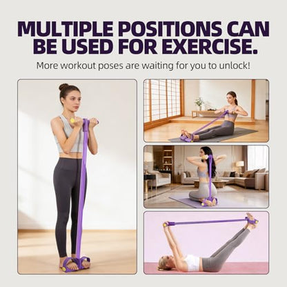 Resistance Bands with Handles 6 Tube Multifunction Tension Rope, Sit-Up Exercise Equipment with Foot Pedals and Handles，Pedal Resistance Band for Abdomen, Waist, Arm, Leg - color: Pink