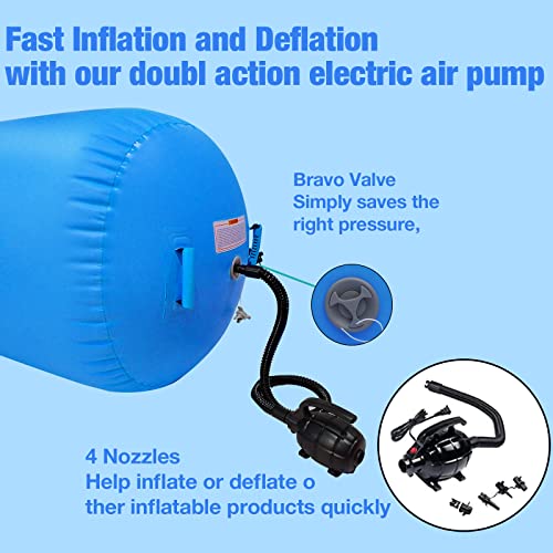 Gymnastics Air Roller Air Barrel Inflatable Tumbling Mat, Tumble Track Backhandspring Mat Gymnastic Equipment with Pump for Yoga Training Cheerleading Home Use - color: Blue, size: 39.37 x 23.6inch