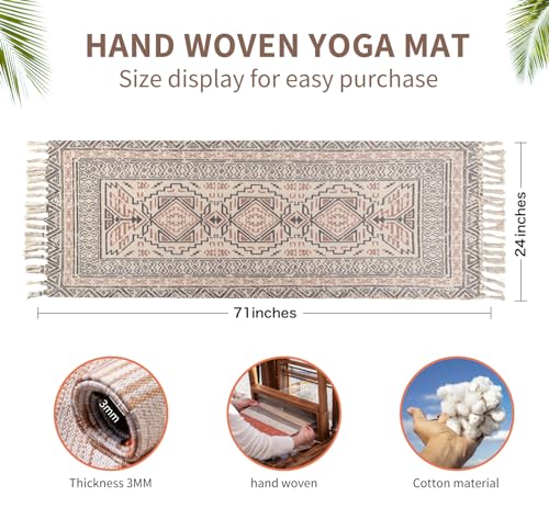 Cifupy Handmade Organic Yoga Mat made with Organic Cotton Yoga Mat - Non Slip Hand-Woven Foldable Yoga Rug Provides Excellent Comfort, Traction & Support for Indoor & Outdoor Use - 24 x 72 Inches - color: 100% Organic - TaBiXi