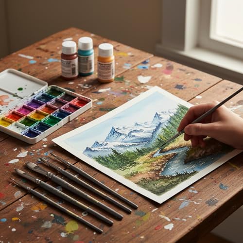 Falling in Art 6 Pcs Professional Watercolor Paint Brush Set, Gray | Artist Painting Brush Set with Round, Flat, and Filbert, Watercolor Brushes for Acrylic, Gouache, and Oil Painting - color: Gray