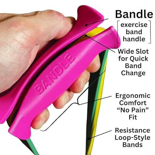 Bandle™ - 저항 밴드를 위한 진정한 인체 공학적 핸들 | 통증 없는 전신 운동의 잠재력을 최대한 발휘하세요 | 고강도 훈련을 위한 내구성 및 편안함 (핸들 2개) - color: 스틸 그레이., size: 스탠다드