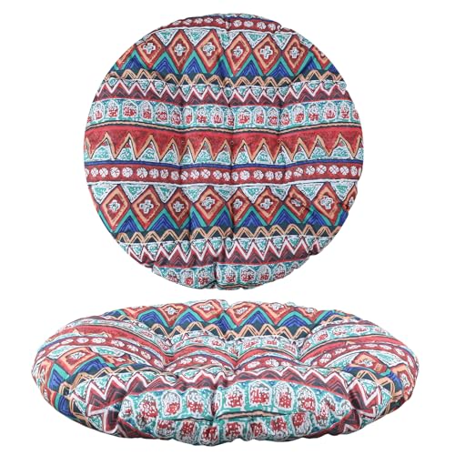 35" Large Bohemian Floor Cushion Oversized Round Meditation Floor Pillow | Bohemian Style, Oversized Floor Cushion, Fluffy and Lightweight, Corduroy and Pearl Cotton, Yoga Cushion - color: Colorful, style: Bohemian