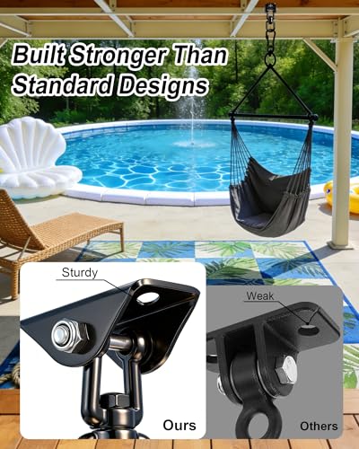 Yose Porch Swing Hanging Kit Heavy Duty 2000lbs Stainless Steel, Easy to Install Swing Hardware with Ceiling Hooks and Hammock Hooks, Complete Swing Set Accessories for Indoor Outdoor Patio Garage