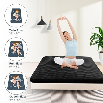 SCHNAUZER HOME Japanese Floor Mattress Futon Mattress Twin 3.5" Thick Black - color: Black, size: Twin( 80 x 39 )