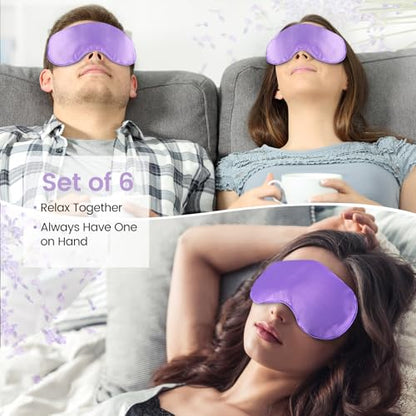 SuzziPad Hot & Cold Lavender Eye Pillow for Relaxing, Purple, 6 Packs | Washable Weighted Yoga Eye Mask For Meditation, Dry Eye Soothing & Sleep; Blocks Light, Soothes Migraines & Ocular Discomfort